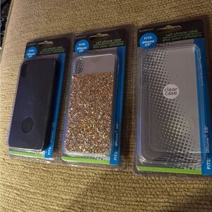 NIP Lot 3 E-Circuit Cell Phone Case Fits: iphone XR Black, Gold glitter, Clear